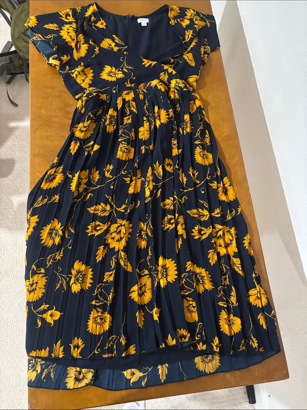 J. Crew Navy Top with Yellow Trim